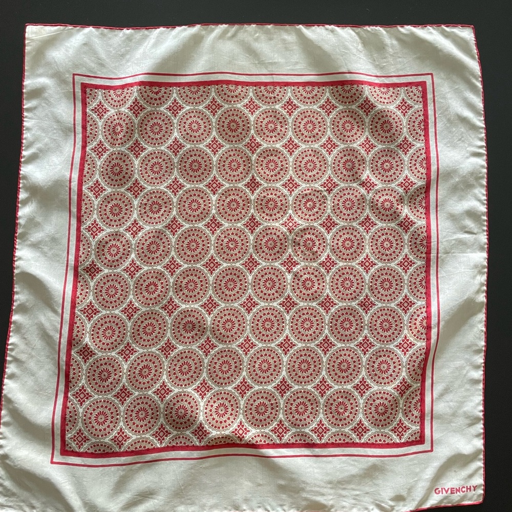 Givenchy Red and Cream Geometric Scarf